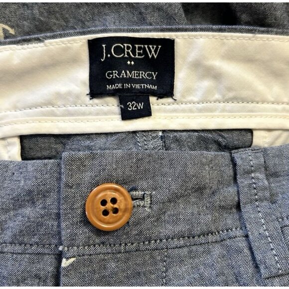 J Crew Gramercy Nautical Sailor Anchor Chambray Blue Cotton Shorts Size 32W - Picture 4 of 5